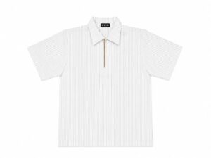 Stripes Half-Zip Shirt White by REIR x 2o